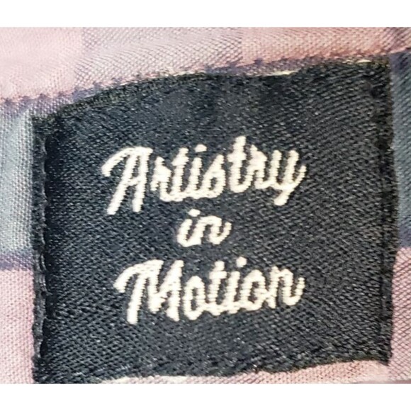 Artistry in Motion Men’s XXL Plaid Shirt Purple Blue Button Up Long Sleeve - Picture 4 of 8